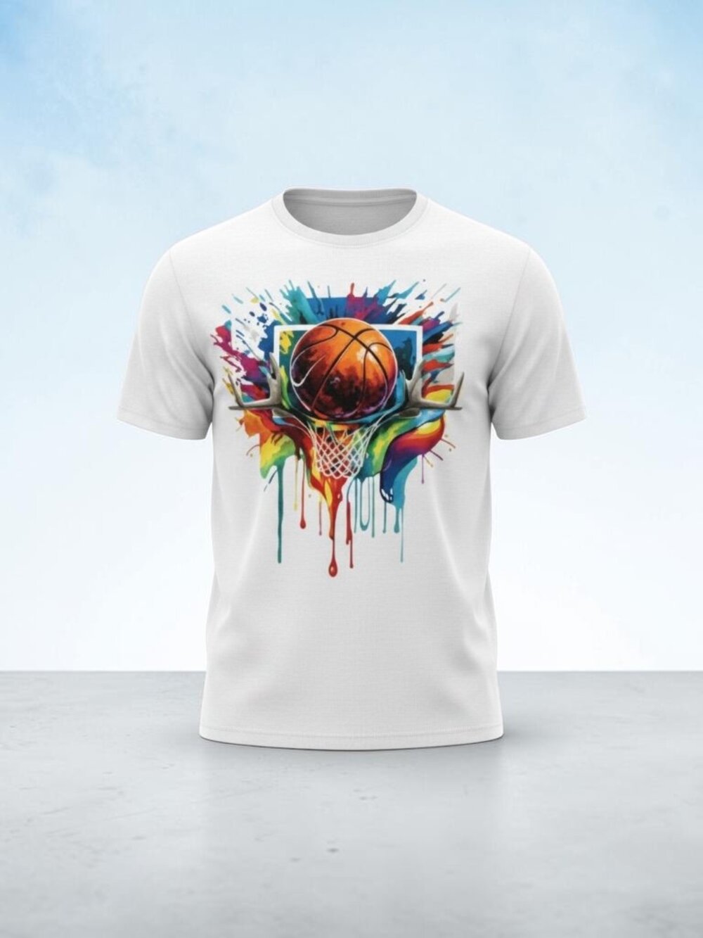 Men's White Graphic Basketball Print on Backboard - Size Large